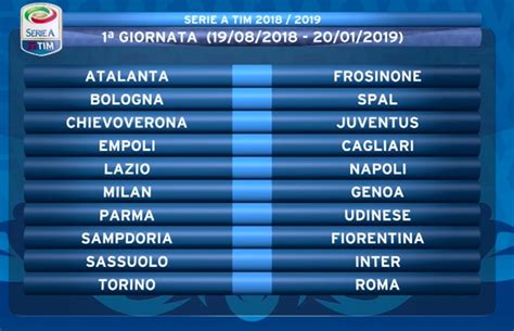 Classifica serie a 2020/2021, classifica ultime 5 partite serie a 2020/2021. Calendario Serie A 2018 2019 giornate Campionato Calcio
