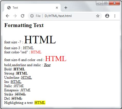Text Formatting Tags In Html Html Tutorial Study Glance