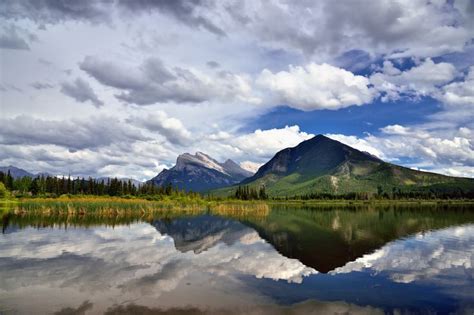 Mount Rundle And Sulphur Mountain While Taking In Vermillion Lakes