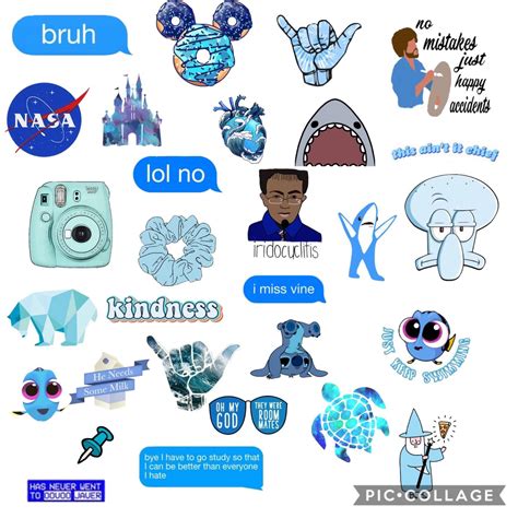 Blue Aesthetic Sticker Collage Aesthetic Stickers Tumblr Stickers Cute Stickers