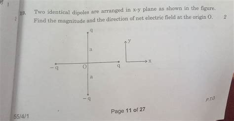 Two Identical Dipoles Are Arranged In Xy Plane As Shown In The Figur