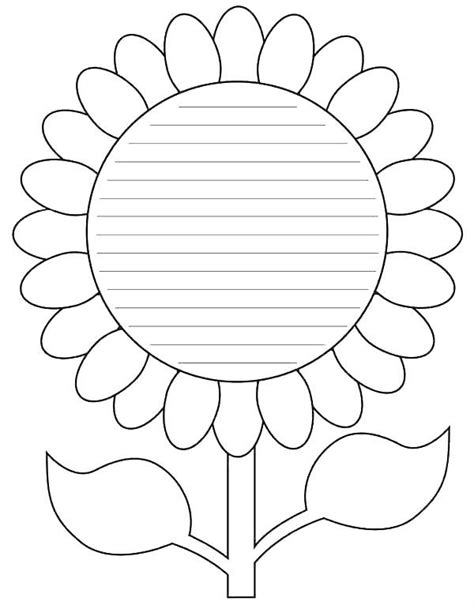 Stencil Printable Sunflower Outline Writing Paper Template