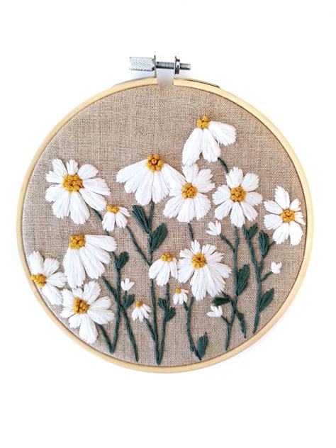 Wild Daisy Sunflower Embroidery Kit With Embroidery Pattern Etsy