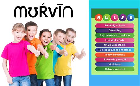 Murvin Large Classroom Rules Poster 11” X 17 “ For Preschool Home School