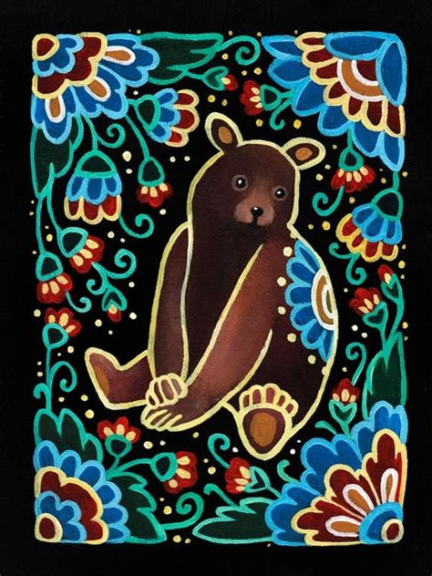 Bear Folk Art Print Wall Art Home Decor 6x8