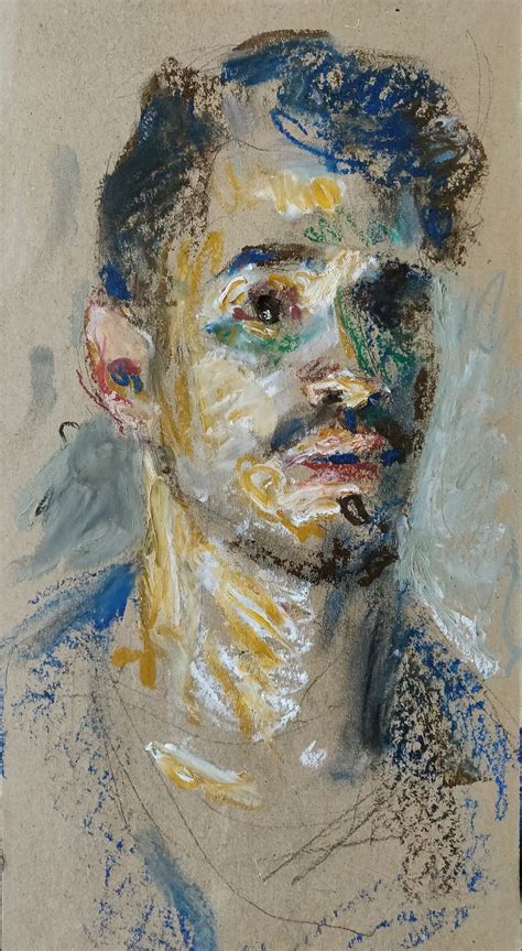 Self Portrait By Samir Rakhmanovdone Using Oil Pastels On Cardboard