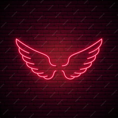 Premium Vector Red Neon Wings Icon