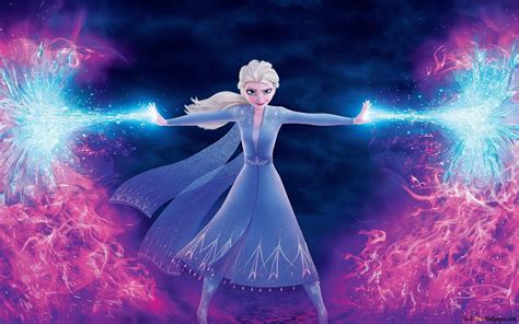 Queen Elsas Ice Power With Strange Purple Light 4k Wallpaper Download