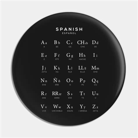 Spanish Alphabet Chart Espanol Language Chart Black Spanish Pin
