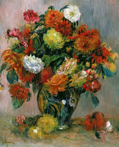 (painted) lacking substance or vitality as if produced by painting; Pierre Auguste Renoir Vase of Flowers painting - Vase of ...