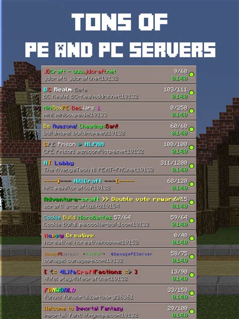 Live Servers For Minecraft Pe And Pc Pocket Edition Apprecs