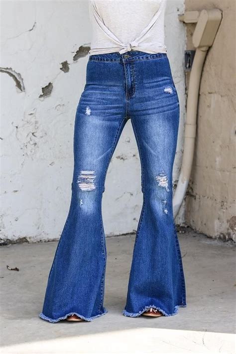 Medium Wash Distressed Bell Bottoms Bell Bottom Jeans Outfit Nfr