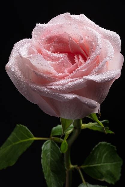 Premium Photo Macro Pale Pink Rose Bud With Water Drops On Petals On