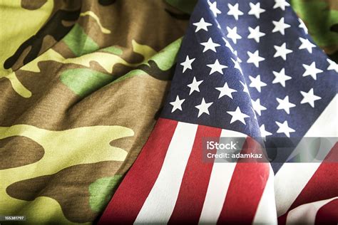 American Flag And Camoflage Stock Photo Download Image Now Veteran
