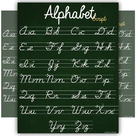 Large letters are also called capital letters or  . ABC Cursive Script Alphabet poster SIZE SMALL chart ...