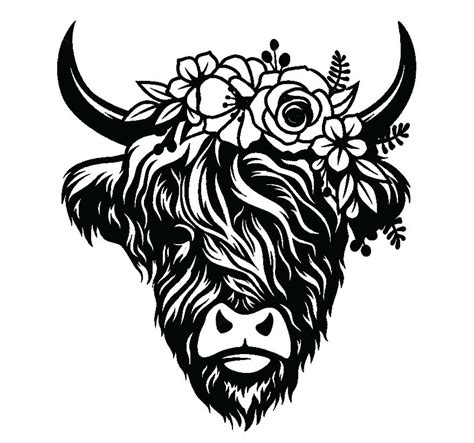 Cow With Flower Crown Svg Highland Heifer Svg Cow With Etsy