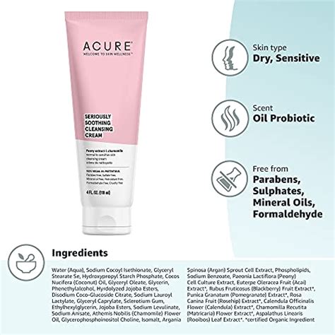 Acure Seriously Soothing Cleansing Cream 100 Vegan For Dry To