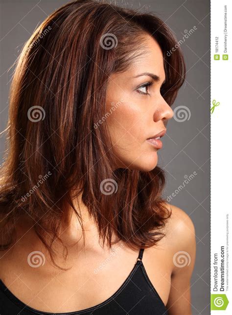 Profile Headshot Of Beautiful Young Ethnic Woman Stock