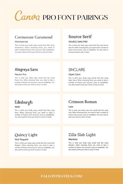 Best Canva Font Pairings Combinations For Bloggers Fallon Travels Font Pairing Blog Font