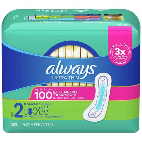 Always Ultra Thin Super Pads Without Wings Unscented Unscented Size 2