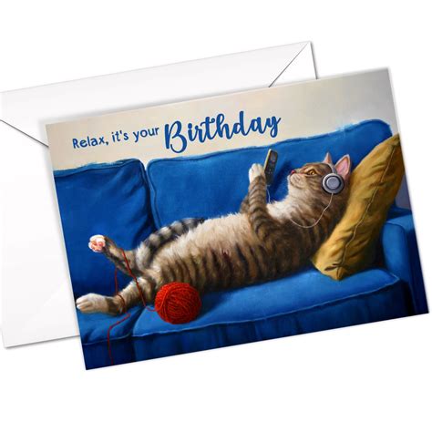 Funny Cat Birthday Card Cute Cat Card Illustration Cat Lover Etsy Uk