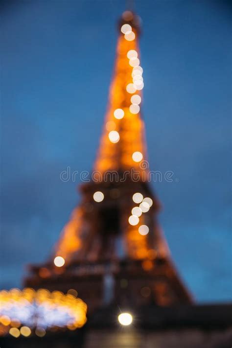 Bokeh Of Eiffel Tower In Romantic City At Night Editorial Photo Image