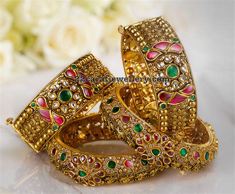 Kundan Antique Bangles By Grt Jewellery Designs