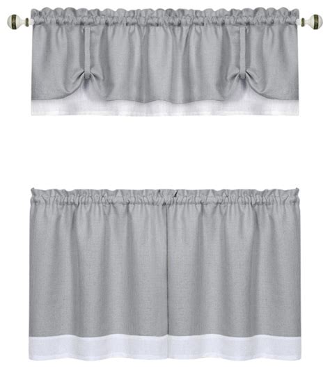 Darcy Window Curtain Tier And Valance Set 58x2458x14 Graywhite
