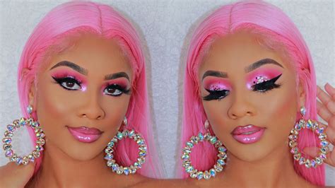 pink barbie glitter makeup tutorial feat breannllewellyn youtube