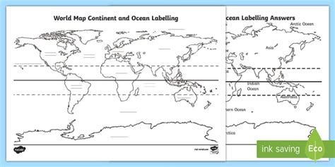 World Continent Map Continent And Ocean Map Teacher Made