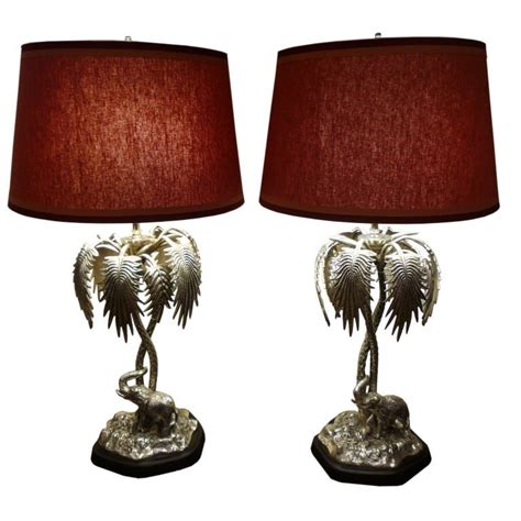 Silver Plated Elephant And Palm Tree Lamps At 1stdibs