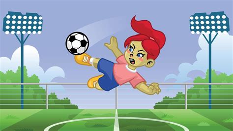 Cartoon Girl Soccer Player Kicking The Ball 23092174 Vector Art At Vecteezy