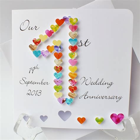 1st Wedding Anniversary Card Handmade Personalised First