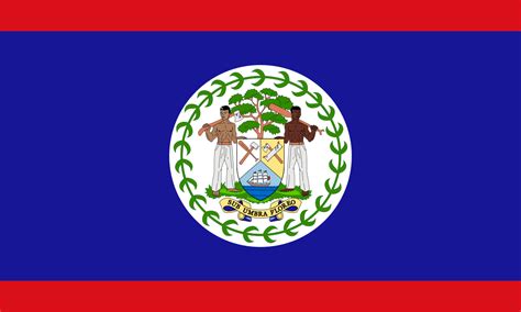 It consists of the coat of arms on a blue field with red stripes at the top and bottom. Flag of Belize - Wikipedia