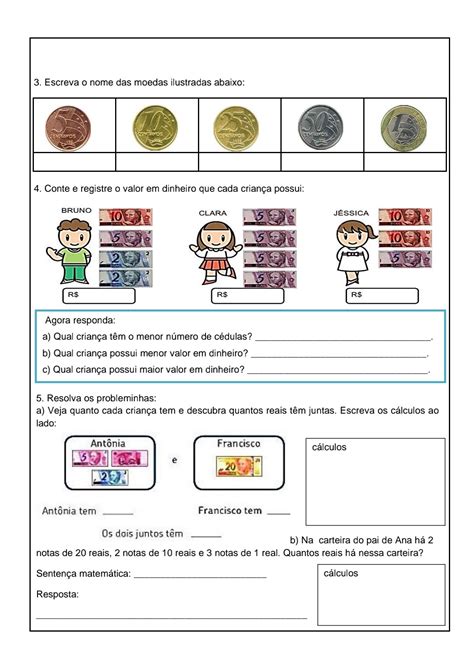 Atividade Com Dinheiro 2 Ano