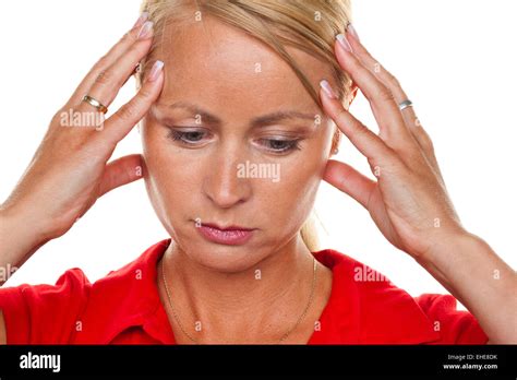 Pensive Woman With Headaches And Migraines Stock Photo Alamy