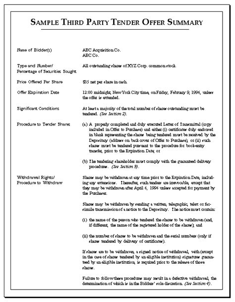 Cover letter for tender quotation submission. http://www.sec.gov/news/studies/smpltoc.htm
