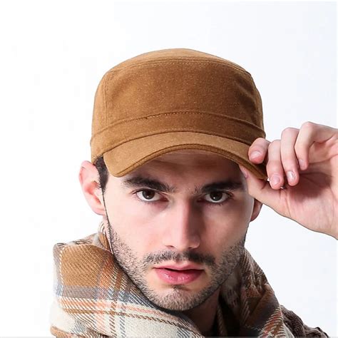 New Fashion Corduroy Men Flat Top Hat Solid Color Snapback Baseball Cap