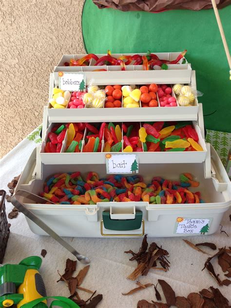 Gone fishin' is the perfect theme for a fishing birthday party for your favorite little fisherman. Adorable way to serve sweets at a fishing party! Gummy ...