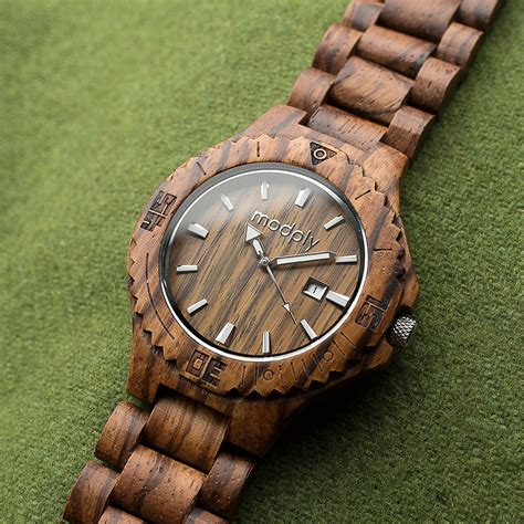 Engraved Wood Watch For Men Zebrano Wood Mens Watch Personalized