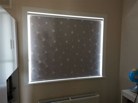 Roller blinds are available in many different fabrics including blackout, and a 'standard' roller blind with a blackout designed for bedroom where you still need privacy for getting dressed but still need some light coming into the room. Children's roller blinds - glow in the dark stars blackout ...