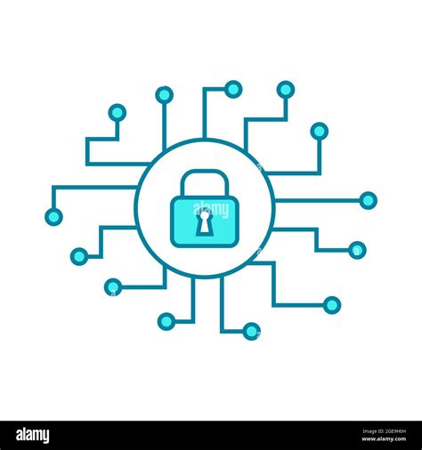 Cyber Security Line Icon Computer Component With A Padlock Data And Information Protection