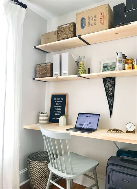 Floating desk with brackets