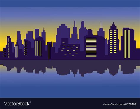 City Silhouette At Night Royalty Free Vector Image