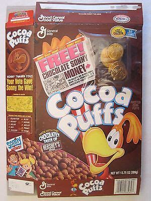 GENERAL MILLS Cereal Box 2000 Cocoa Puffs FREE CHOCOLATE SONNY MONEY 13