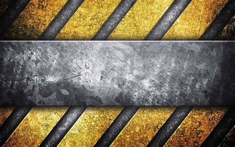 Download Wallpapers Steel Plate 4k Caution Strips Warning Background