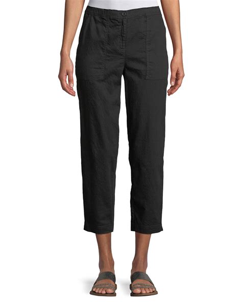 Eileen Fisher Soft Organic Twill Cropped Taper Pants Plus Size