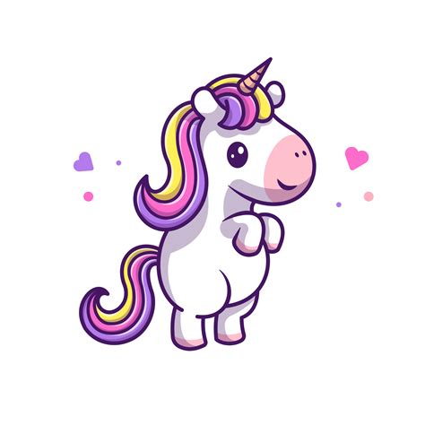 Cute Unicorn Standing Cartoon Vector Icon Illustration Animal Nature