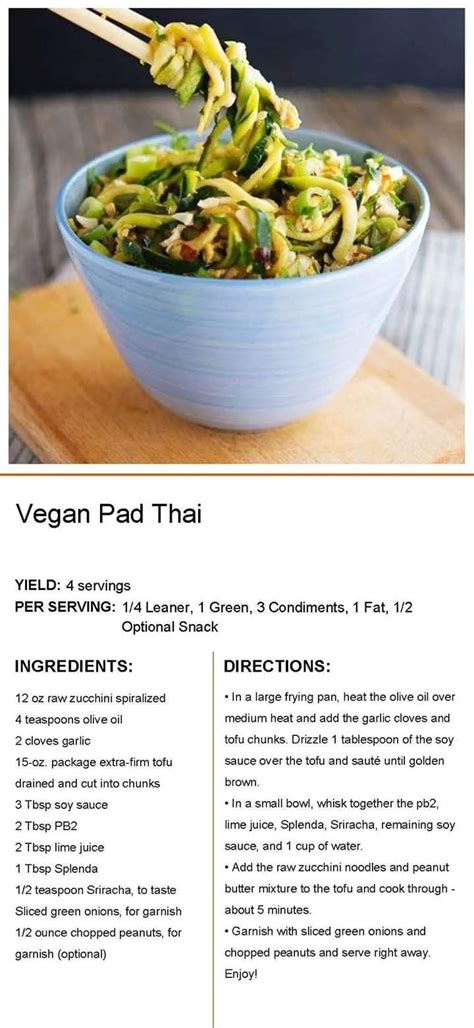 Vegan Pad Thai Spiralized Zucchini Lean And Green Meals Extra Firm