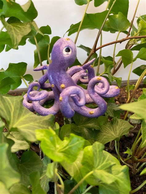 Purple Octopus Garden Stake Garden Decor Whimsical Octopus Sculpture